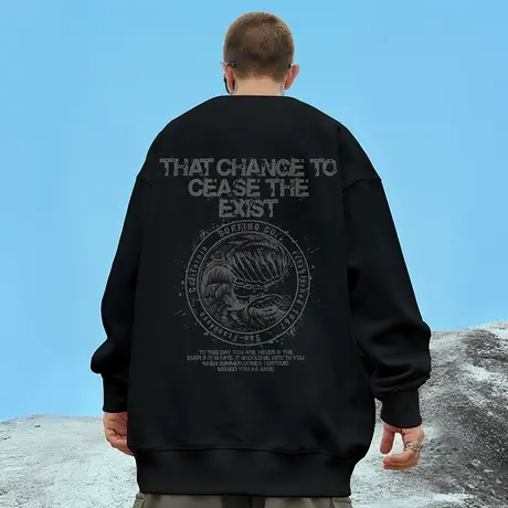 卫衣男圆领加绒宽松加肥加大码秋冬款胖子oversize美式纯棉胖子装图片