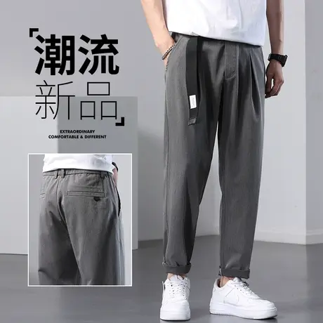 夏季薄款垂感小西裤男士直筒宽松休闲长裤子夏天商务正装高端夏裤商品大图