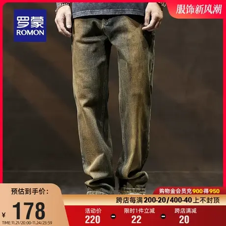 罗蒙男士时尚牛仔裤2024春季新款潮流休闲宽松复古百搭直筒裤长裤图片