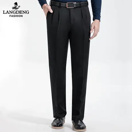 浪登双褶休闲裤男2025春季宽松商务休闲舒适直筒长裤子百搭中青年图片
