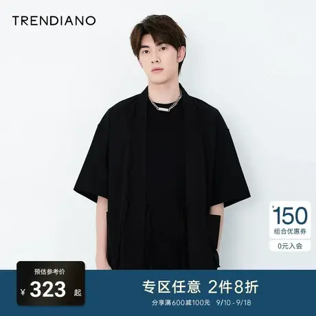 TRENDIANO夏季新款男装潮牌官方时尚简约薄款短款风衣外套商品大图