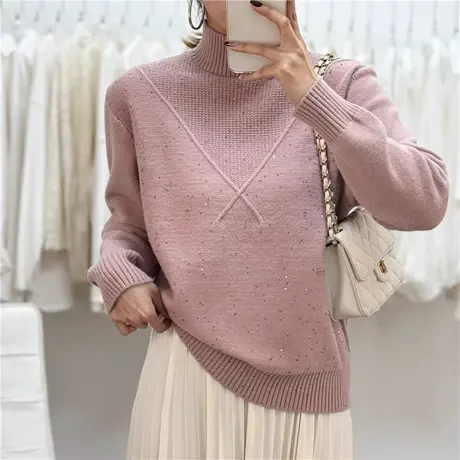 加厚半高领毛衣女款2023新款冬季爆款时尚洋气时髦内搭秋冬打底衫商品大图