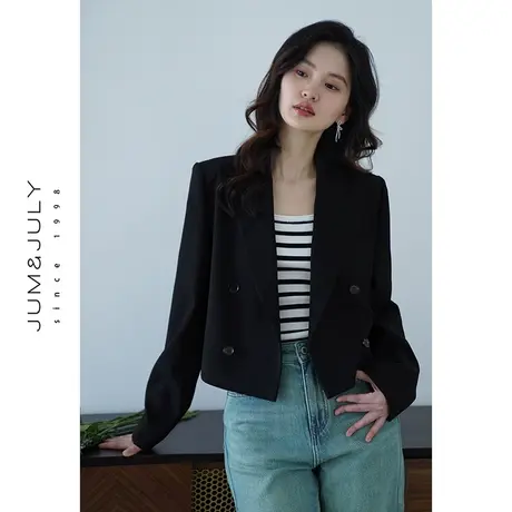 嘉茱莉2025春季新款休闲西装外套女小个子西服上衣短款女士西装商品大图