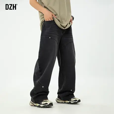 男生黑色牛仔裤男春秋款直筒宽松潮牌休闲裤子2024年新款长裤百搭图片