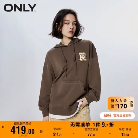 ONLY奥莱夏季时尚休闲风字母宽松连帽抽绳卫衣女商品大图