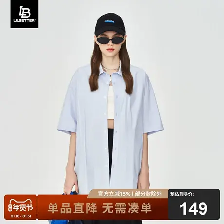 Lilbetter短袖衬衫情侣装2024夏季新款韩版半袖衬衣ins潮流五分袖商品大图
