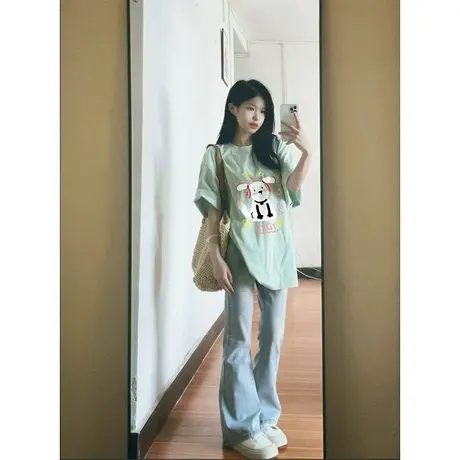 纯棉设计感短袖t恤女夏季新款小众潮牌原创宽松半袖洋气减龄上衣商品大图