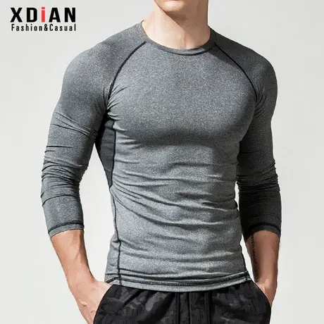 续点 男士长袖运动T恤男跑步压缩健身紧身上衣服训练体恤打底衫潮图片