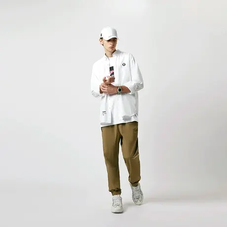 Aape男装秋款猿颜徽章字母印花串标束脚宽松休闲长裤6715XXG商品大图