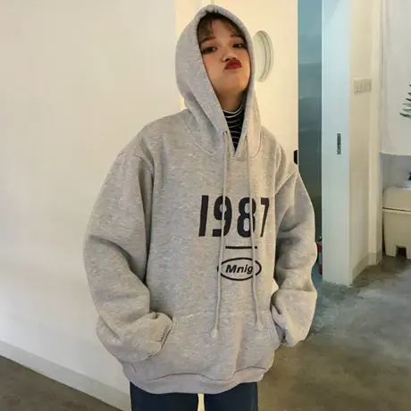 卫衣女2019新款潮秋冬季连帽韩版宽松百搭加绒加厚ins超火cec外套商品大图