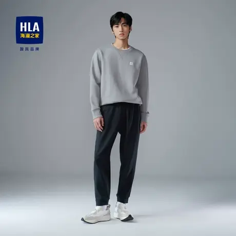 【加绒】HLA/海澜之家2023加厚休闲裤五袋款中腰直脚刺绣卫裤男商品大图