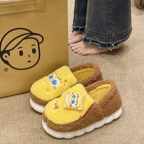 可爱棉拖鞋女冬季学生宿舍卡通包跟室内外穿厚底毛绒保暖家居棉鞋商品大图