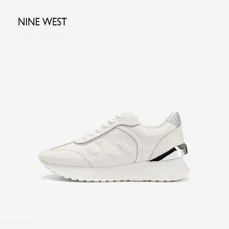 Nine West/玖熙休闲运动鞋女春季新款简约百搭厚底阿甘小白鞋增高图片