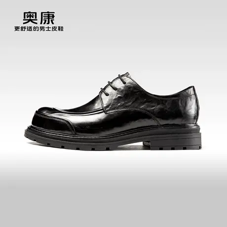 AOKANG奥康2024春季新款商务正装德比鞋男真皮抓皱舒适耐磨鞋商品大图