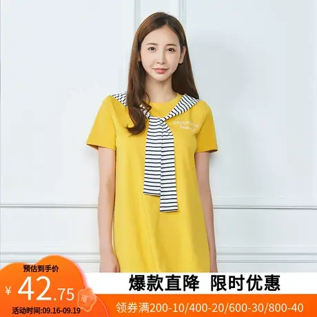 艾格夏季女装时尚百搭休闲个性潮搭舒适学生领短袖T恤Z388商品大图