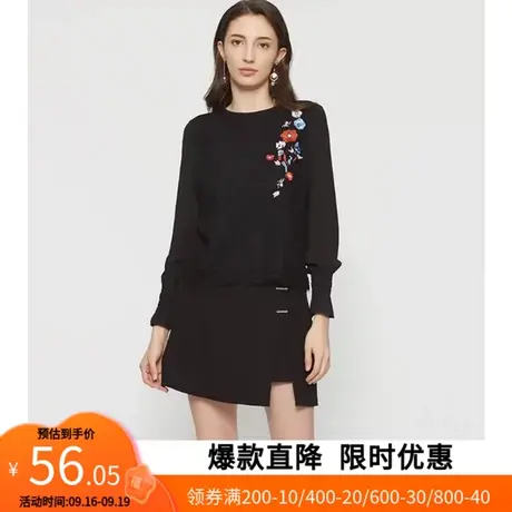 艾格春季女装新款韩版打底衫时尚百搭手工刺绣长袖T恤ins潮W317商品大图