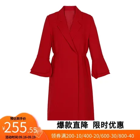 【艾格】2023春季新款女装简约单色松紧收腰设计优雅风宽松外套商品大图