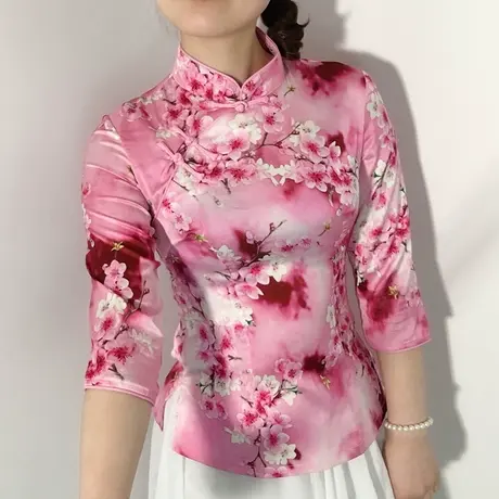 傲雪屋原创秋夏新品中国风旗袍上衣中式复古修身改良盘扣唐装女商品大图
