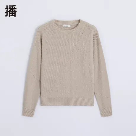播毛衣女2023冬季新款羊毛休闲圆领简约百搭纯色针织衫BDP9SD9815商品大图