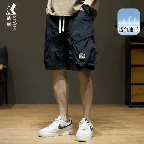 防水速干 冰丝超薄 美式潮流多口袋工装短裤男夏季宽松大码五分裤图片