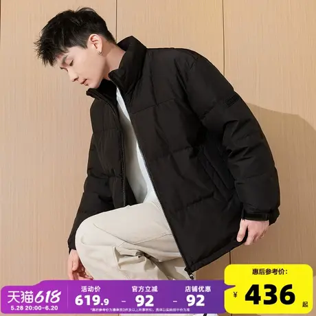 唐狮冬季新款男生羽绒服加厚立领拉链款黑色面包服青少年韩版休闲商品大图
