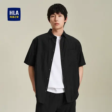HLA/海澜之家提花外套短袖休闲衬衫2025春夏新款宽松时尚衬衣男装商品大图