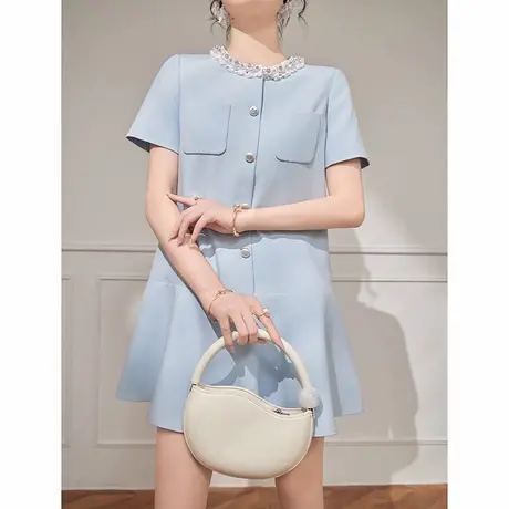 爵莱菲大码气质小香风重工小众设计感连衣裙2025夏季新款小个子商品大图