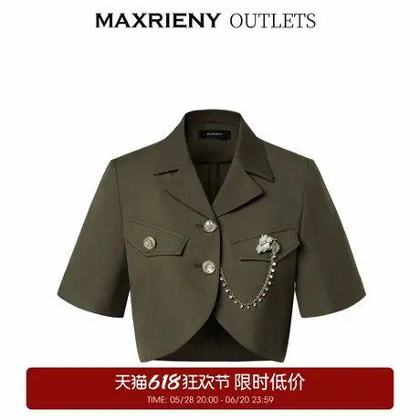 【奥莱】MAXRIENY复古军旅风截短外套秋季廓形外衣女商品大图
