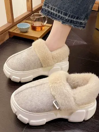 厚底棉鞋女冬季带后跟2023秋冬居家室内外穿增高防滑毛毛棉拖鞋图片