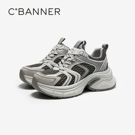 千百度厚底增高老爹鞋女款百搭气质新款网面透气舒适运动休闲鞋图片