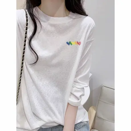 夏季薄款防晒女宽松慵懒风圆领长袖罩衫设计感小众百搭t恤女上衣图片
