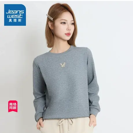 【商场同款】真维斯女装2025秋季新款 蝴蝶装饰时尚洋气长袖卫衣商品大图
