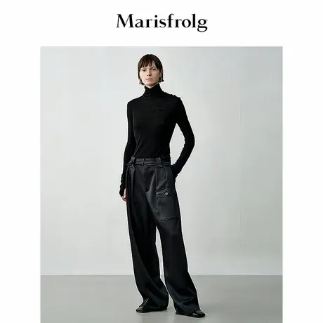 【轻密针织】Marisfrolg玛丝菲尔冬纯羊毛黑色高领针织图片