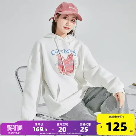 唐狮2024秋季新款女针织连帽卫衣加绒oversize小众设计感套头衫商品大图