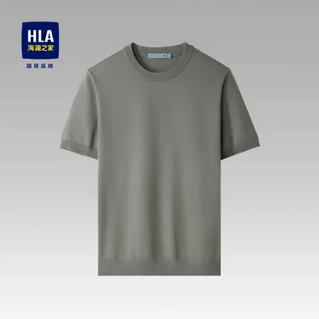 HLA/海澜之家轻商务经典系列针织衫24春秋新款纯色圆领保暖毛衣男商品大图