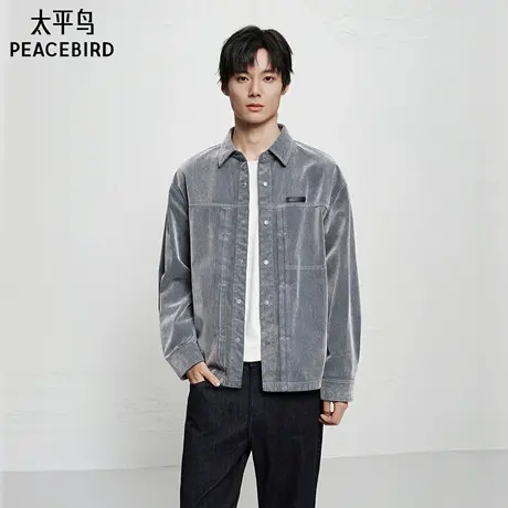 【商场同款】太平鸟男装 休闲夹克时尚植物绒牛仔夹克 B2BJF4125商品大图