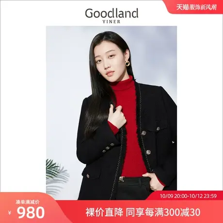 音儿美地女装2022冬季新款毛须边设计感轻薄短款白鹅绒羽绒服商品大图