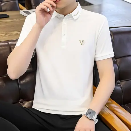 2023短袖T恤男夏装薄款上衣休闲POLO衫夏季半袖韩版男装潮打底衫商品大图