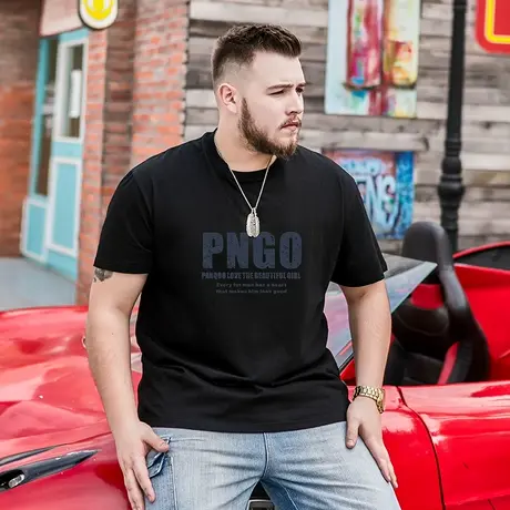 胖哥哥肥佬短袖t恤大码男宽松夏季男士休闲半袖加肥加大胖子上衣商品大图