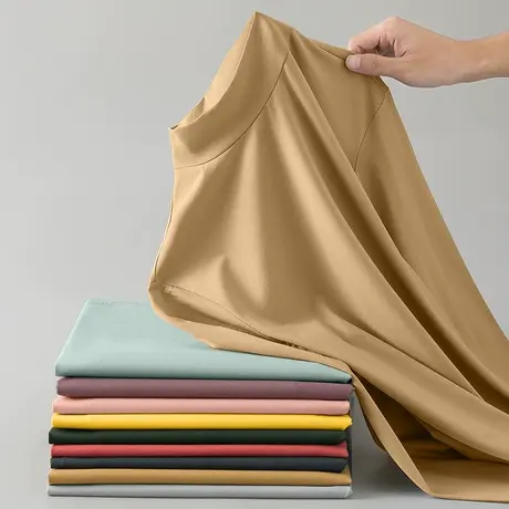 莫代尔长袖t恤男半高领双面德绒纯色内搭秋冬打底衫加绒中领秋衣商品大图