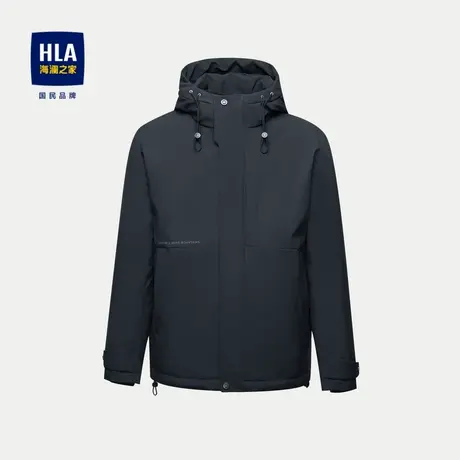 HLA/海澜之家保暖鸭绒羽绒服2023秋冬新款抽绳连帽字母印花外套男图片