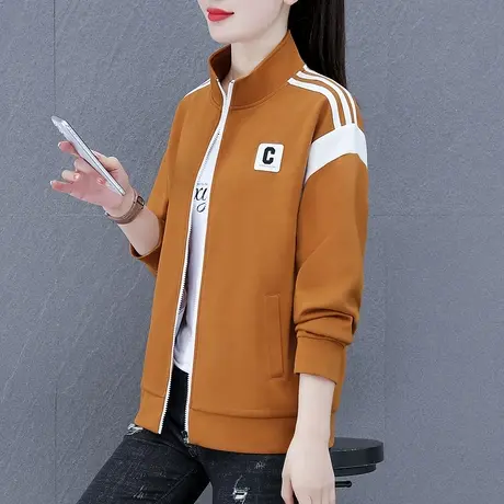 立领卫衣外套女春秋2023年新款时尚休闲运动风拉链上衣百搭显瘦潮商品大图
