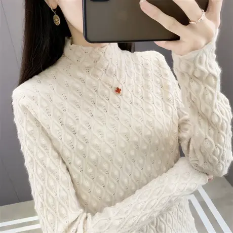 洋气软糯肌理感半高领毛衣打底衫女秋冬内搭2022年新款百搭针织衫图片