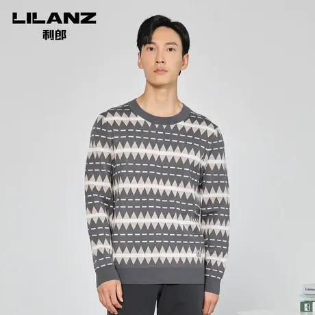 利郎官方 毛衫男含羊毛羊毛衫修身时尚潮流条纹新款男士毛衣商品大图