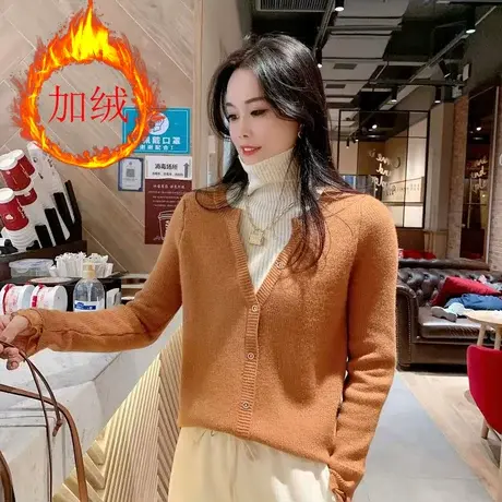 冬季韩版百搭假两件高领打底针织上衣女设计感气质慵懒风加绒毛衣图片