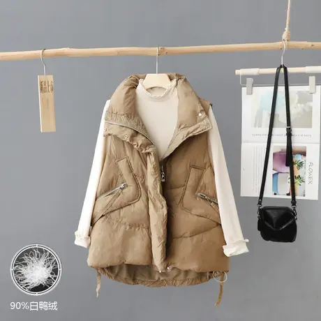 2024秋装新款90白鸭绒保暖外套羽绒马甲女宽松外搭无袖上衣马夹潮图片
