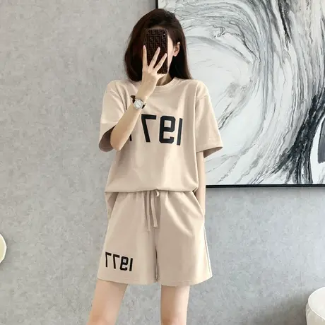 港风运动服套装女夏季薄款宽松休闲短袖短裤小个子网红盐系两件套商品大图