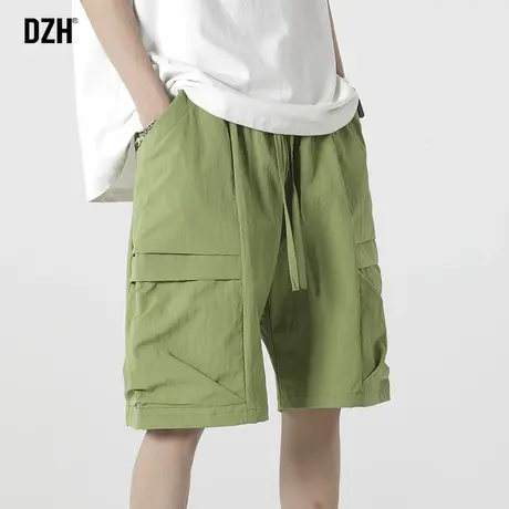 男士绿色速干短裤男夏季薄款外穿潮牌新款五分裤宽松大裤衩沙滩裤商品大图