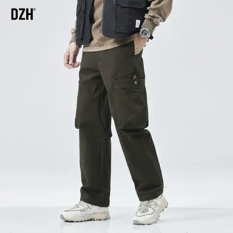 男士军绿色工装裤男潮牌直筒美式vibe风裤子2023新款秋季休闲长裤商品大图