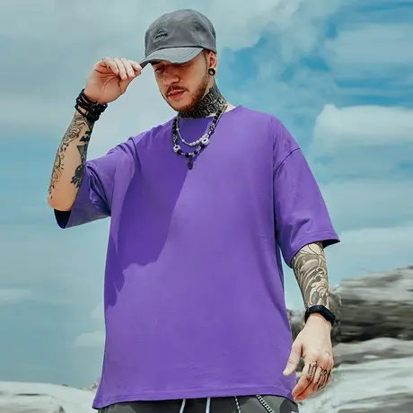 短袖男士加肥加大夏季半袖打底衫纯棉t恤宽松胖子体恤ins大码上衣图片